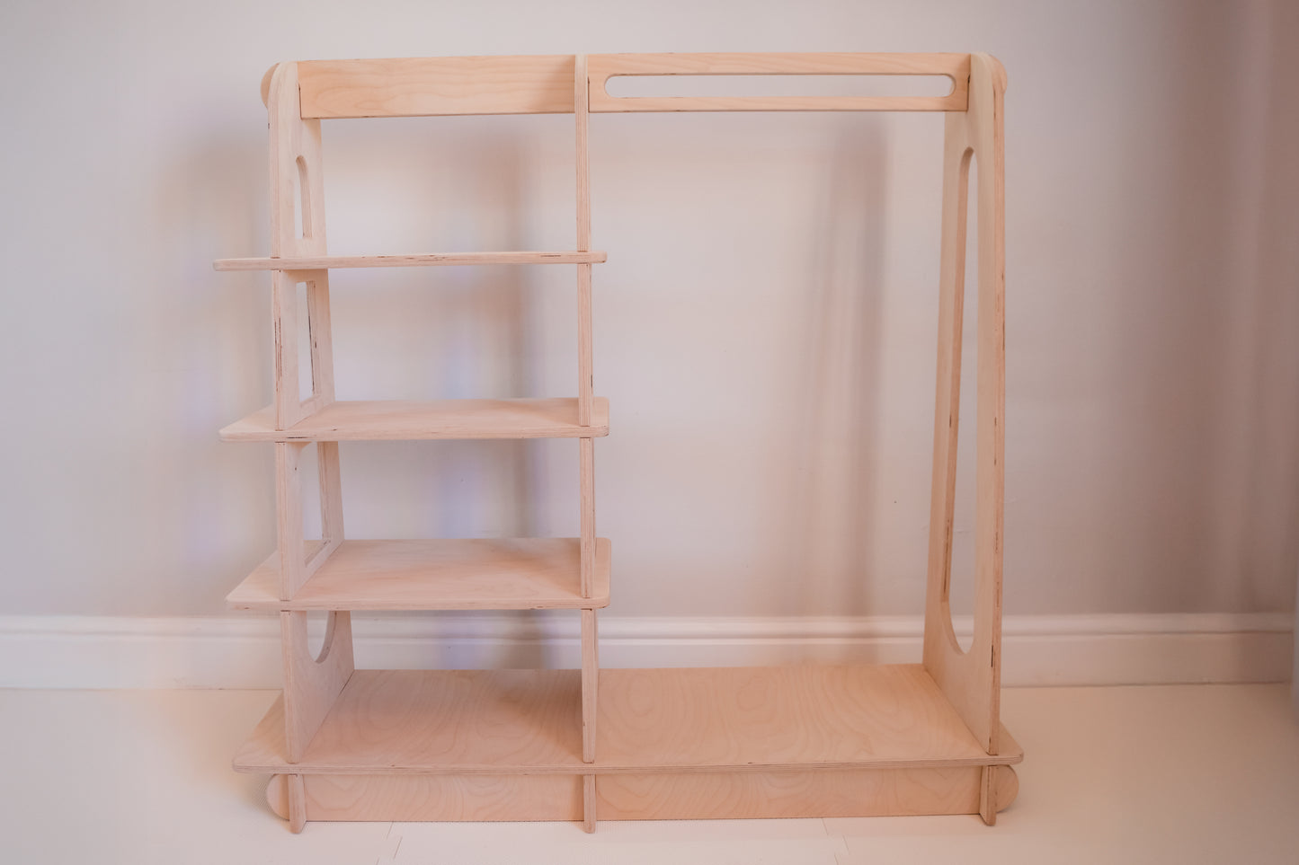 Montessori-Inspired Birchwood Wardrobe and Storage Unit