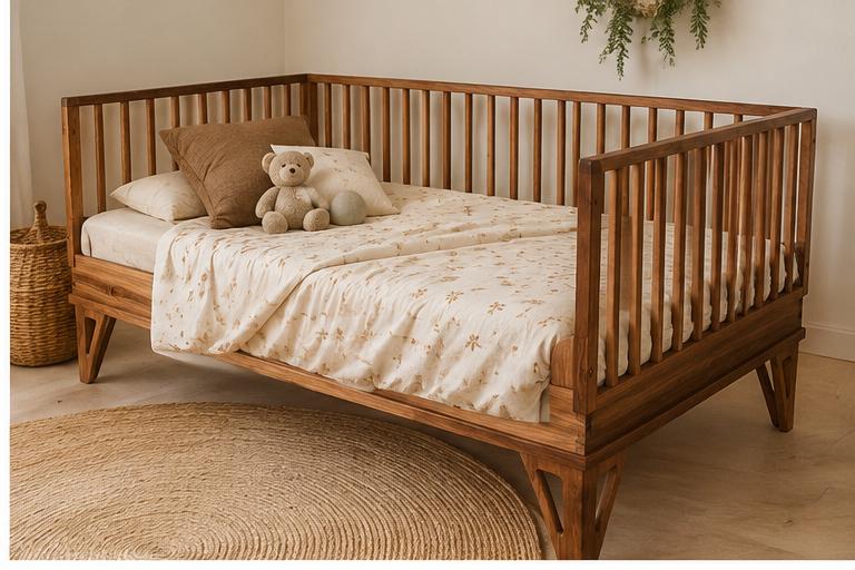 Premium 4-in-1 Hardwood Montessori Inspired Bed | European Beechwood or African Walnut