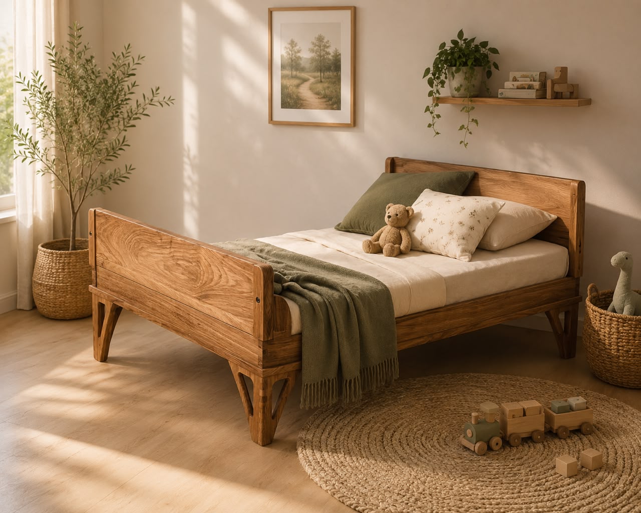Premium 4-in-1 Hardwood Montessori Inspired Bed | European Beechwood or African Walnut