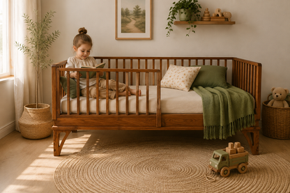 Premium 4-in-1 Hardwood Montessori Inspired Bed | European Beechwood or African Walnut