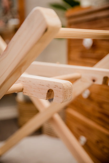 Moses basket Hard wood Stand with adjustable height and adjustable rocking motion.