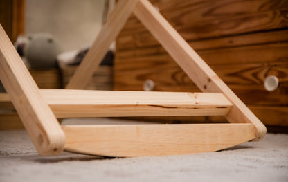 Moses basket Hard wood Stand with adjustable height and adjustable rocking motion.