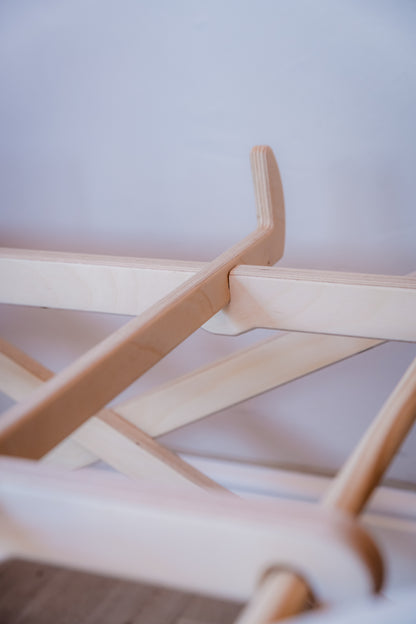 Baltic Birchwood Moses basket Stand with safety features (Curved or Straight lines)