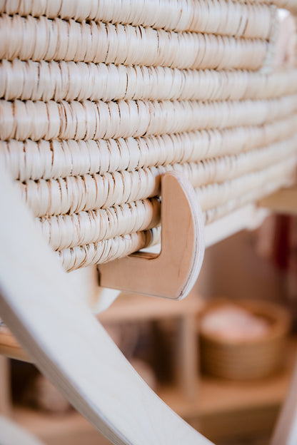 Baltic Birchwood Moses basket Stand with safety features (Curved or Straight lines)