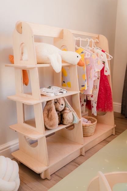Montessori Kids Wardrobe & Open Storage Unit | Premium Birchwood Nursery Furniture