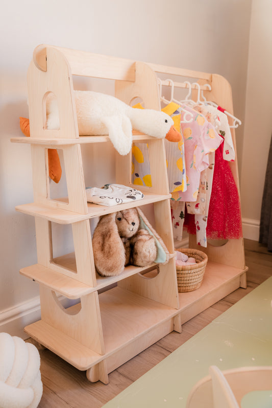 Montessori-Inspired Birchwood Wardrobe and Storage Unit