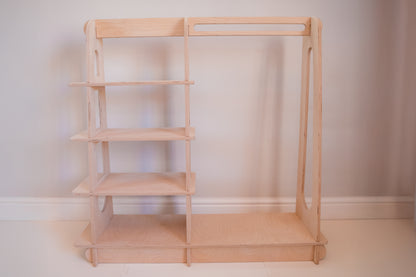 Montessori Kids Wardrobe & Open Storage Unit | Premium Birchwood Nursery Furniture